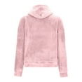 thumbnail image 4 of QUYUON Womens Fuzzy Hoodies Oversized Plush Hooded Sweatshirt Fleece Hoodies with Pockets Sport Pullover Hoodie Athletic Cozy Winter Warm Sweater Coat Shirts Tops Pink XL, 4 of 5