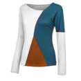 thumbnail image 3 of Heliisoer Women's Plus Size Color Block T-Shirt Fall & Winter V-Neck Long Sleeves Tops Blouse, 3 of 8