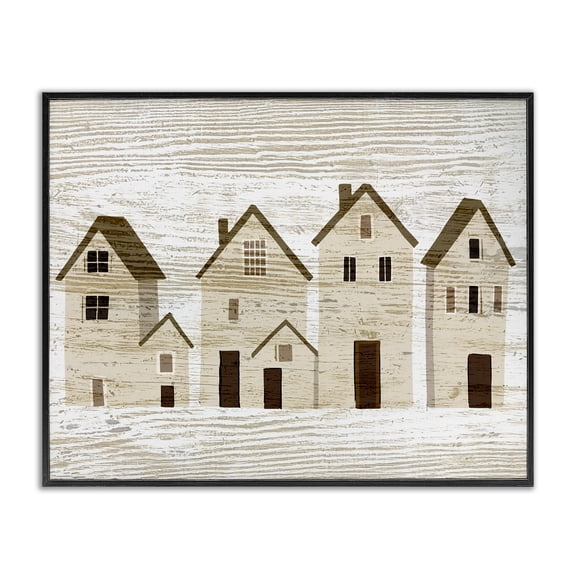 Stupell Industries Rustic Lodge Rustic Neighborhood Houses Black Framed Giclee Art, 14 x 11, by Ziwei Li