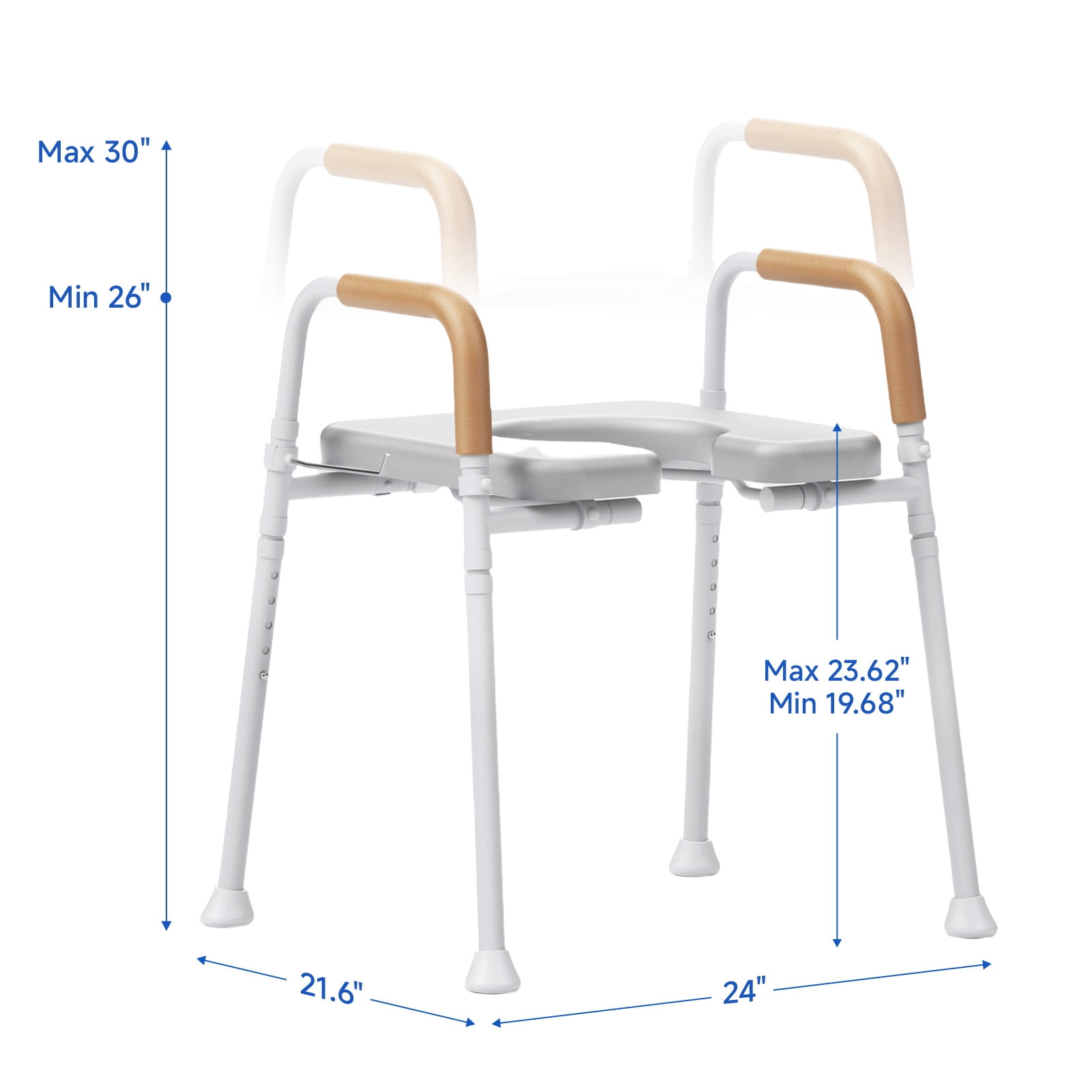 Loyoda Toilet Seat Riser for Seniors, Adjustable Raised Toilet Seat with Handles, Gray, 350 lb Limit