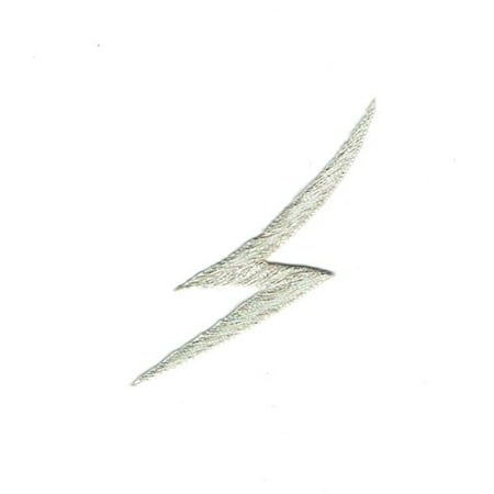 Silver - Lightning Bolt - Iron on Applique - Embroidered (Best Man Lightning Bolt Patch)