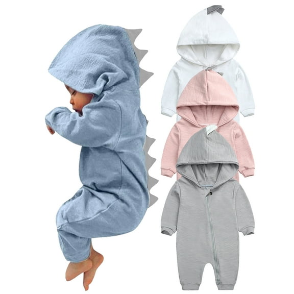 WIBACKER Infant Baby Boys Girls Dinosaur Costume Hooded One-Piece Romper Toddler Halloween Outfit Clothes