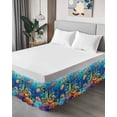 thumbnail image 4 of Summer Ocean Bed Skirt Queen Size 18" Drop Clownfish Coral Seagrass Underwater World Ruffled Wrap Around Bed Skirts Adjustable Elastic Bedskirt Dust Ruffle for Queen Size Bed, 4 of 7