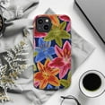 thumbnail image 6 of Tropical Lily Flower Phone Case – Navy Blue Background with Pink, Green, Orange & Blue Floral Design for iPhone 17 16 15 14 13 12 11 Plus Pro Max Mini, 6 of 6