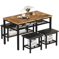 thumbnail image 6 of Baxluxe Dining Table Set for 4 Bench Set with Storage, Rectangle Kitchen Table Set for 4, Modern Kitchen Table and Chairs Set with Leather Bench, 4 Pieces Dining Room Set for Small Space, Brown, 6 of 7