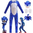 thumbnail image 2 of Conjunto de 4 disfraces de Sonic The Hedgehog para cosplay, mono de anime kawaii con guantes, máscaras y tocado, traje para fiesta de carnaval, 2 of 5