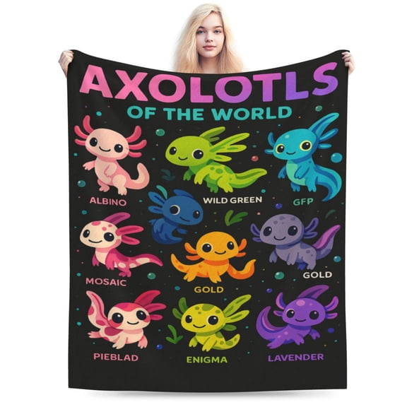 Axolotl Blanket - Cute Axolotl Plush Gifts for Girls Boys Kids Axolotl Lovers - Cartoon Axolotls of The World Fleece Soft Cozy Throw Sheet Lovely Decor for Couch Sofa Birthday Decorations 50x40