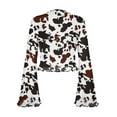 thumbnail image 7 of SCRAWLGOD Brown Cow Print Women Bell Sleeve Tops Size L Long Sleeve Mock Neck Crop Tops Flared Sleeve Tops for Women Casual Slim Shirts for Going Out Travel, 7 of 7