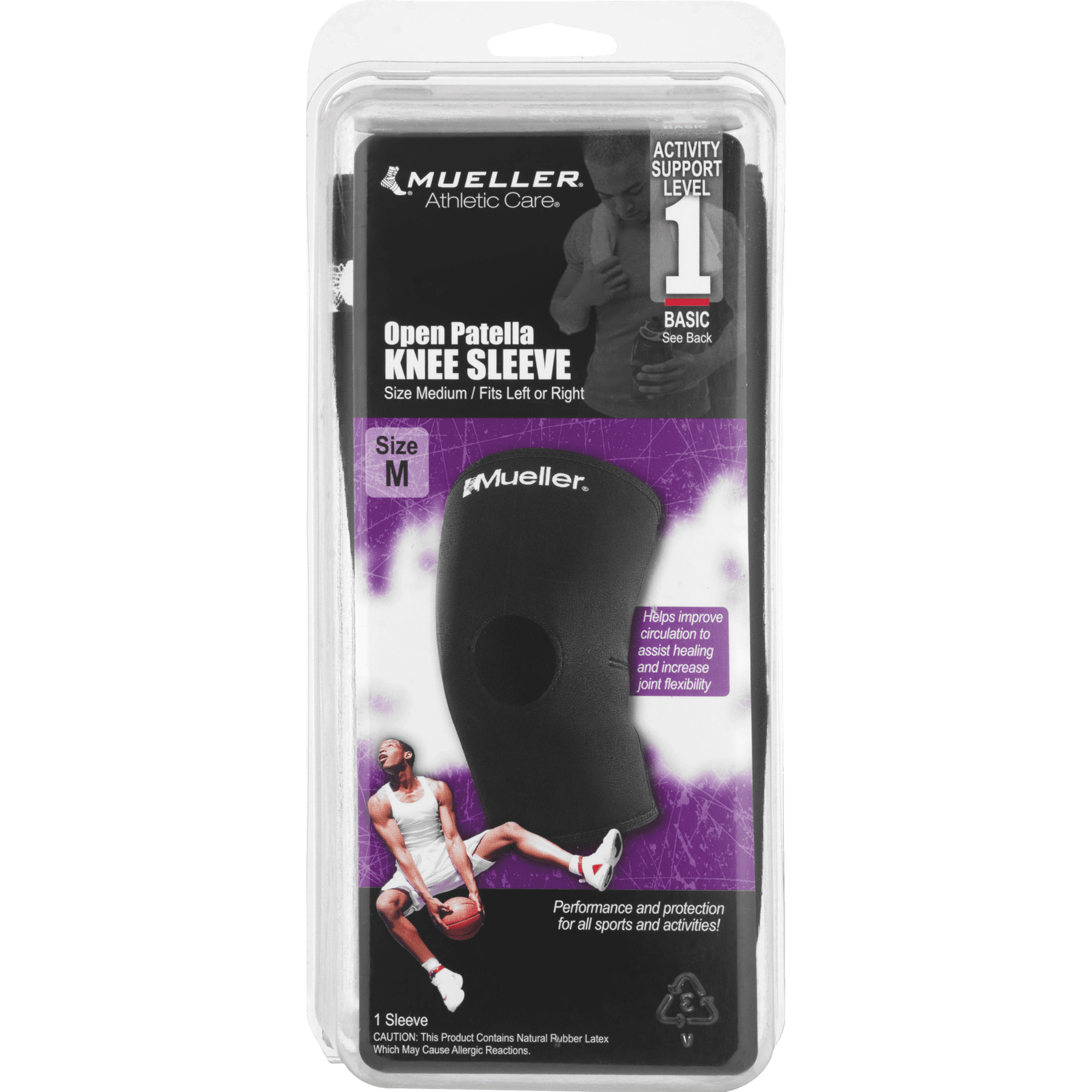 Mueller Open Patella Knee Sleeve, Medium, Unisex, Black