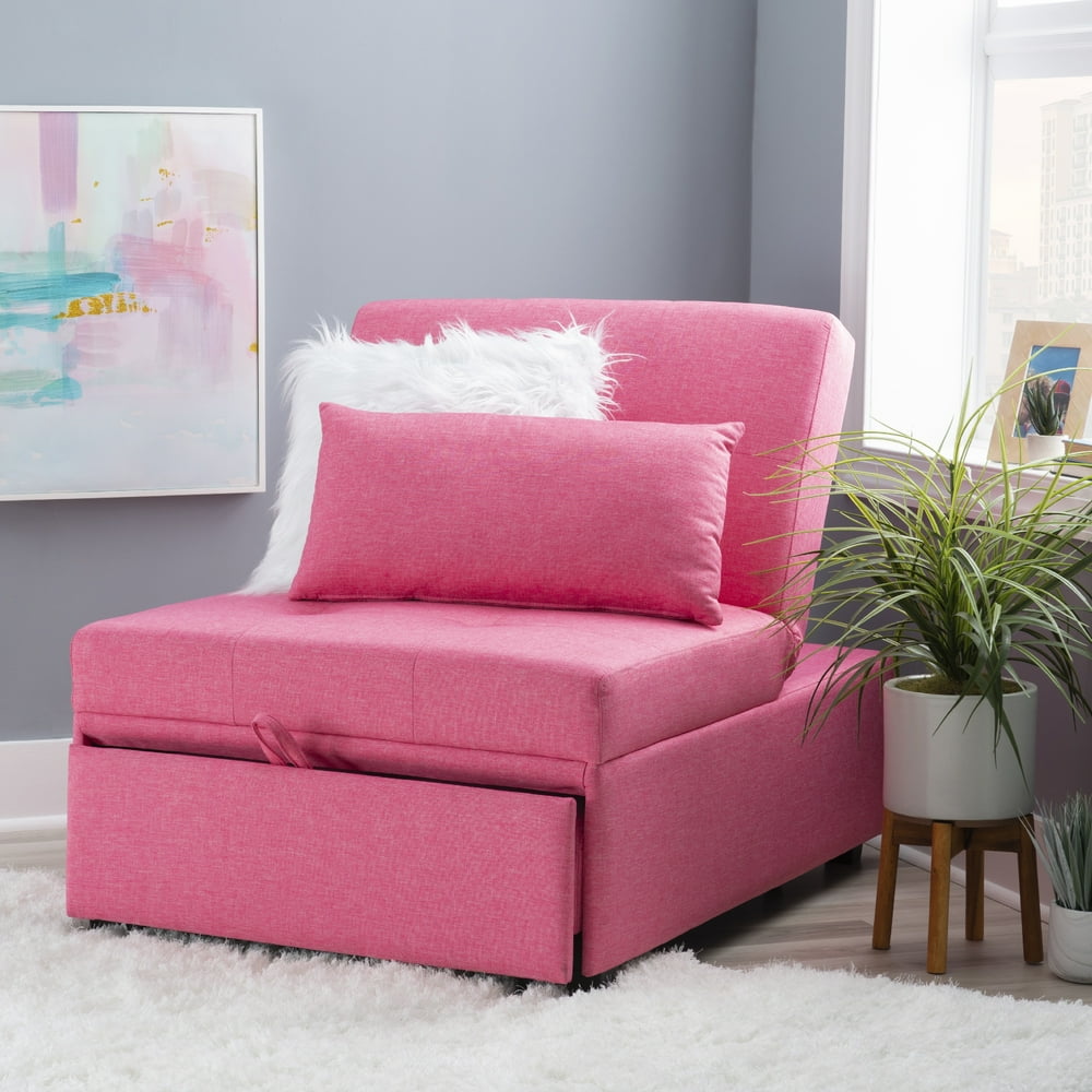 Powell Boone Convertible Sofa Bed, Hot Pink Fabric
