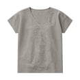 thumbnail image 6 of Women's Linen Short Sleeve Top Casual Loose Fit Blouse, 6 of 6