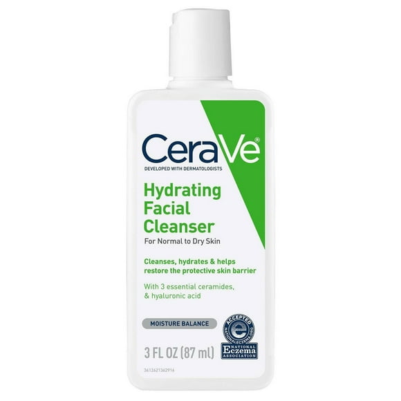 CeraVe Fragrance Free Hydrating Face Cleanser For Normal To Dry Skin, 3 Fluid Ounce