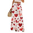 thumbnail image 2 of Women's Fashion Pocket Valentine's Day Print Stretch Adjustable Drawstring Wide Leg Pants, Elastic Waist Holiday Pants, Casual Lounge Wear for Women,Red,M, 2 of 7