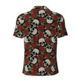 thumbnail image 3 of Xecao Red Rose Skull for Mens' Casual Short Sleeve Button-Down Polo Shirts for a Classic Golf Look, 3 of 9