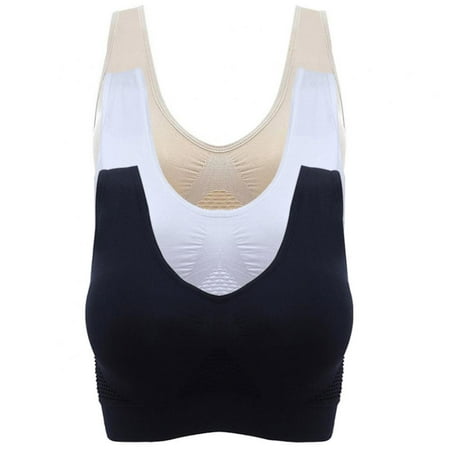 

Baywell Sleep Bras for Women Comfort Seamless Wireless Stretchy Sports Bra 3 Pack Yoga Bras with Removable Pads US 6-14