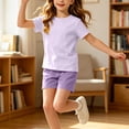 thumbnail image 7 of Cethrio Girls' Pajama Sets Short Sleeve, 2 Piece Breathable Casual Summer Girls' Sleepwear Purple Size 5-6T, 7 of 7
