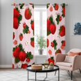thumbnail image 4 of Pink Strawberry Kitchen Curtains Window Panels, Spring Floral Watercolor Summer Botanical Insulated Window Treatment Curtain, Grommet Curtains for Bedroom/Living Room/Bathroom, 2 Piece 42"Wx84"L, 4 of 8