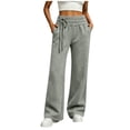 thumbnail image 4 of Sweatpants for Women Wide Leg Fall Lounge Sweat Pants with Pockets Drawstring Elastic Trendy Side Tie, 4 of 8