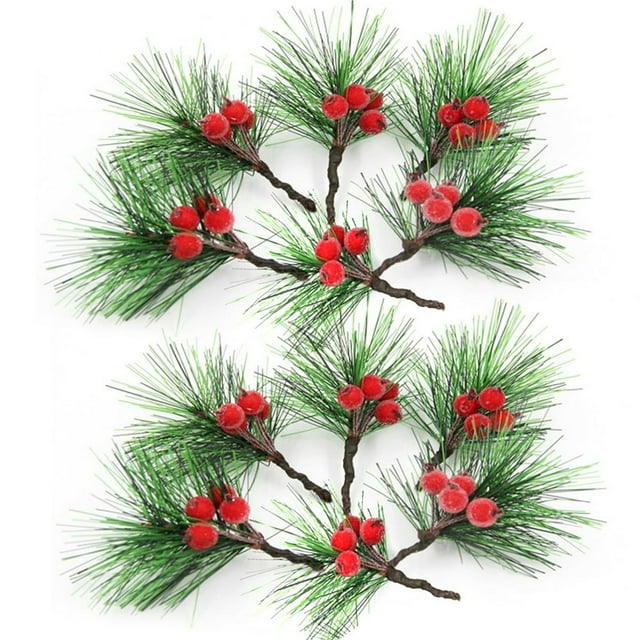Christmas Decorations Mini Simulation Pine Needles For Christmas Tree Decoration 12pcs 2.36in
