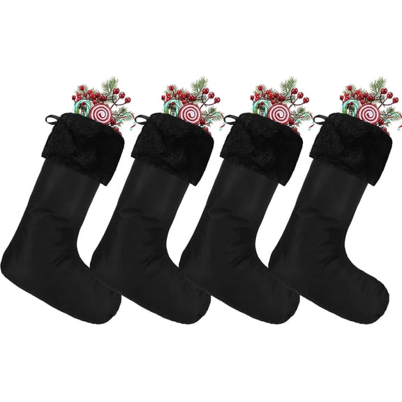 Black Christmas Stockings - 4 Pack