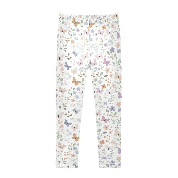 joogoo Girls' Leggings Butterfly Flowers Yoga Pants 6T
