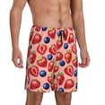 thumbnail image 5 of Pajama Shorts Men, Blueberry Strawberry Print Mens Sleep Lounge Shorts, Soft Comfy Pj Bottom Sleepwear With Pockets, 5 of 8