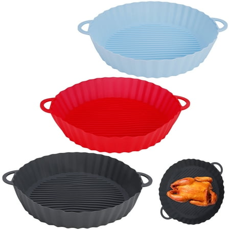 

Qweryboo 3 Pack Air Fryer Silicone Liners Air Fryer Liner with Handle Reusable Air Fryer Replacement Basket Heat Resistant Round Air Fryer Pot for 5 To 8 QT Air Fryer Oven Microwave