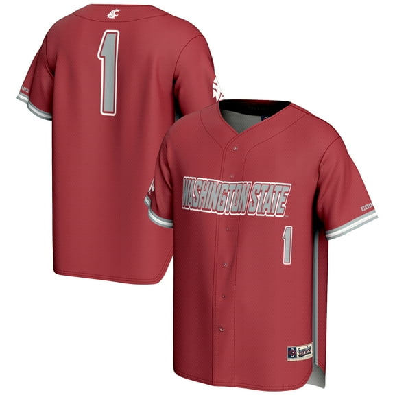 Men's GameDay Greats #1 Crimson Washington State Cougars Lightweight Baseball Jersey