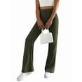 thumbnail image 2 of Wide Leg Pants Women High Waisted Pull on Lounge Elastic Waist Fall Winter Casual Knit Trousers Pants Army Green XL, 2 of 9