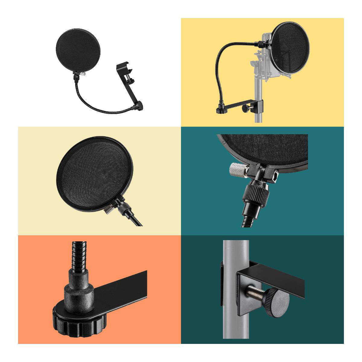 Focusrite Scarlett 2i2 4th Gen USB Interface with Software Suite, Bundle with Closed Baco Studio Headphones and 15' XLR Microphone Cable, Pop Filter with Gooseneck (4 Items)