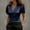 Navy v neck satin blouse a1, variant on Women's V Neck Short Sleeve Blouse Ruched Satin Wrap Top Elegant Party Wear Casual Shirt, Rose Gold M