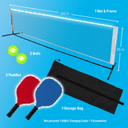 MinnARK Sports Unisex Multipack LED Pickleball Portable Set with Light-Up Net, Paddles, Balls