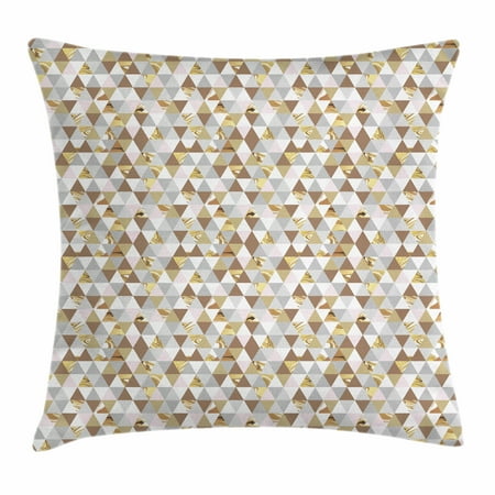 24 Inch Marble Mosaic - Geometric Throw Pillow Cushion Cover, Triangles with Marble Design Soft Color Palette Mosaic Pattern Abstract Modern, Decorative Square Accent Pillow Case, 24 X 24 Inches, Multicolor, by Ambesonne