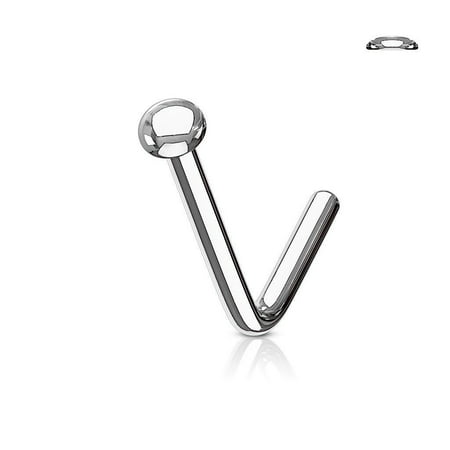 Nose Ring Stud Flat Dome IP Surgical Steel L Bend Shape 20G 18G 6MM