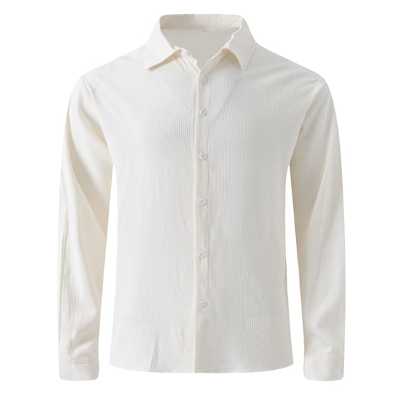GigrtiJin Men's Plus Size Button down Shirt Long Sleeved Lapel Solid Color Shirts Casual Comfy Loose Cardigan Top