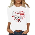 thumbnail image 2 of Sakmal Womens Plus Size Tops White 3/4 Sleeve Graphic Independence Day Crew Neck T-Shirts Ladies Shirts $5, 2 of 4