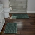 thumbnail image 2 of Lavish Home Set of 2 Bathroom Rugs – Non-Slip Memory Foam Bath Mats, Green, 2 of 7