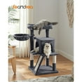 thumbnail image 1 of Feandrea Cat Tree, Small Cat Tower with Widened Perch for Large Cats Indoor, Kittens, 37.8-inch Multi-Level  Condo, Scratching Posts and Ramp, 2-Door Cat Cave, Cat Basket, Smoky Gray, 1 of 5