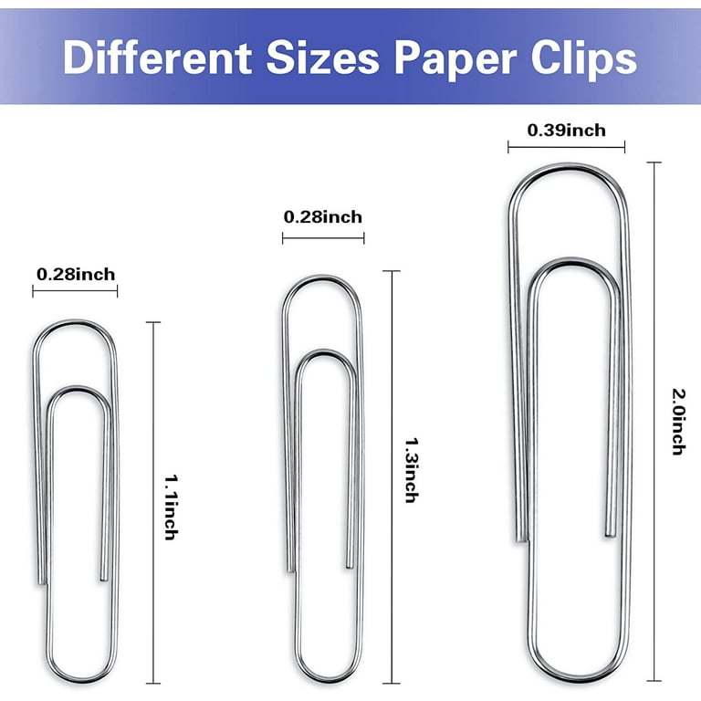 Ktinnead Paper Clips and Binder Clips Assorted Sizes,Large Paperclips for  Office Home School and Personal Use ,700 Pack Silver 