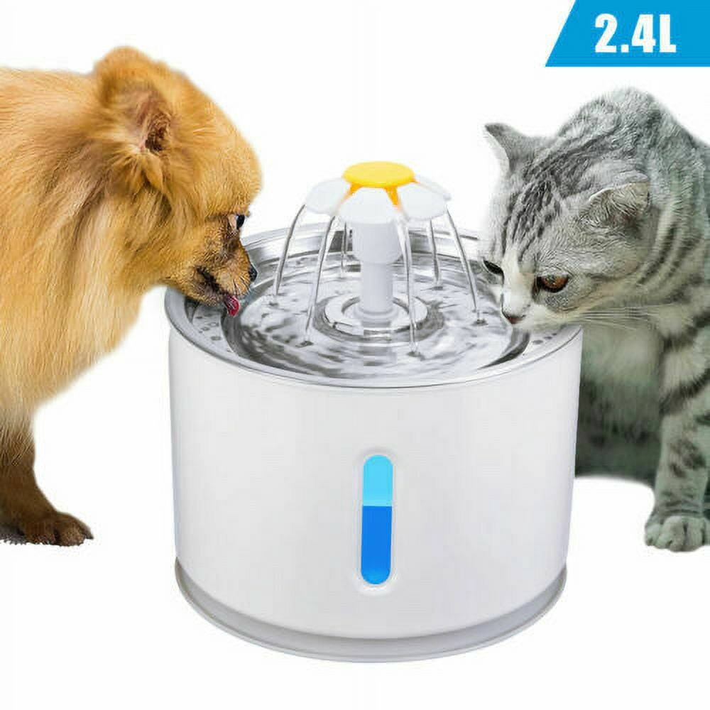 SHANNA 2.4L LED Pet Water Fountain Dog Cat Automatic Water Dispenser Drinking Bowl Drinker