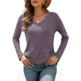 thumbnail image 5 of TARAINYA Womens Long Sleeve Tunic Tops Casual V Neck Lightweight Shirts Loose Sweatshirt, 5 of 8