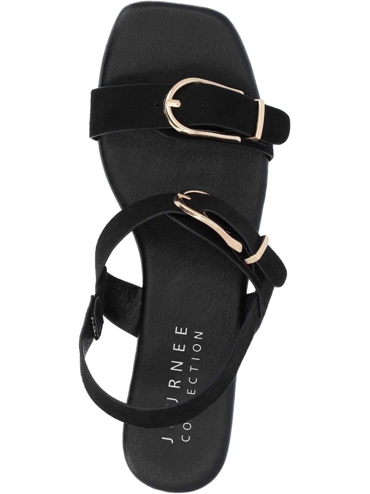 Journee Collection Womens Twylah Faux Suede Buckle Slingback Sandals