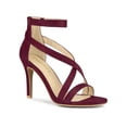 thumbnail image 1 of BLISSFUL STEP Women Zipper Ankle Strap Stiletto Heel Sandals Burgundy 9, 1 of 7