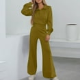 thumbnail image 2 of Women's Casual Trousers Suit Set Long Sleeve Top With Wide Leg Pants Autumn Winter Outfit Comfortable Wear For Daily Travel pajama sets for women 4 piece shorts, 2 of 6
