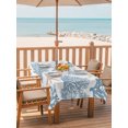 thumbnail image 6 of Light Blue Coral Coastal Outdoor Tablecloth with Umbrella Hole, Summer Beach Starfish Shell Spillproof Waterproof Outdoor Table Cover, Patio Tablecloths for Party Picnic Camping, Rectangle 52"x70", 6 of 9
