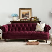 Jennifer Taylor Home La Rosa 84 Victorian Chesterfield Living Room Tufted Sofa Couch, Burgundy Velvet