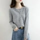 thumbnail image 4 of Cárdigans para mujer, suéter con cuello redondo, cárdigans tejidos de Cachemira para primavera y otoño, suéteres lisos de un solo pecho para mujer DF4934, 4 of 4
