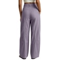 thumbnail image 6 of Women's High Waist Wide Leg Casual Pants Lightweight Loose Baggy Trousers with Pockets Vintage Stitch Design Workwear Pants Streetwear Purple, 6 of 7