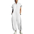 thumbnail image 2 of Short Sleeve Rompers For Women Overalls For Women Summer Work Top Plus Size 2 Piece Sets For Curvy Women Solid Color Work Blouses Causal Top Trending Womens Clothes Cute Womens Summer Clothes, 2 of 9