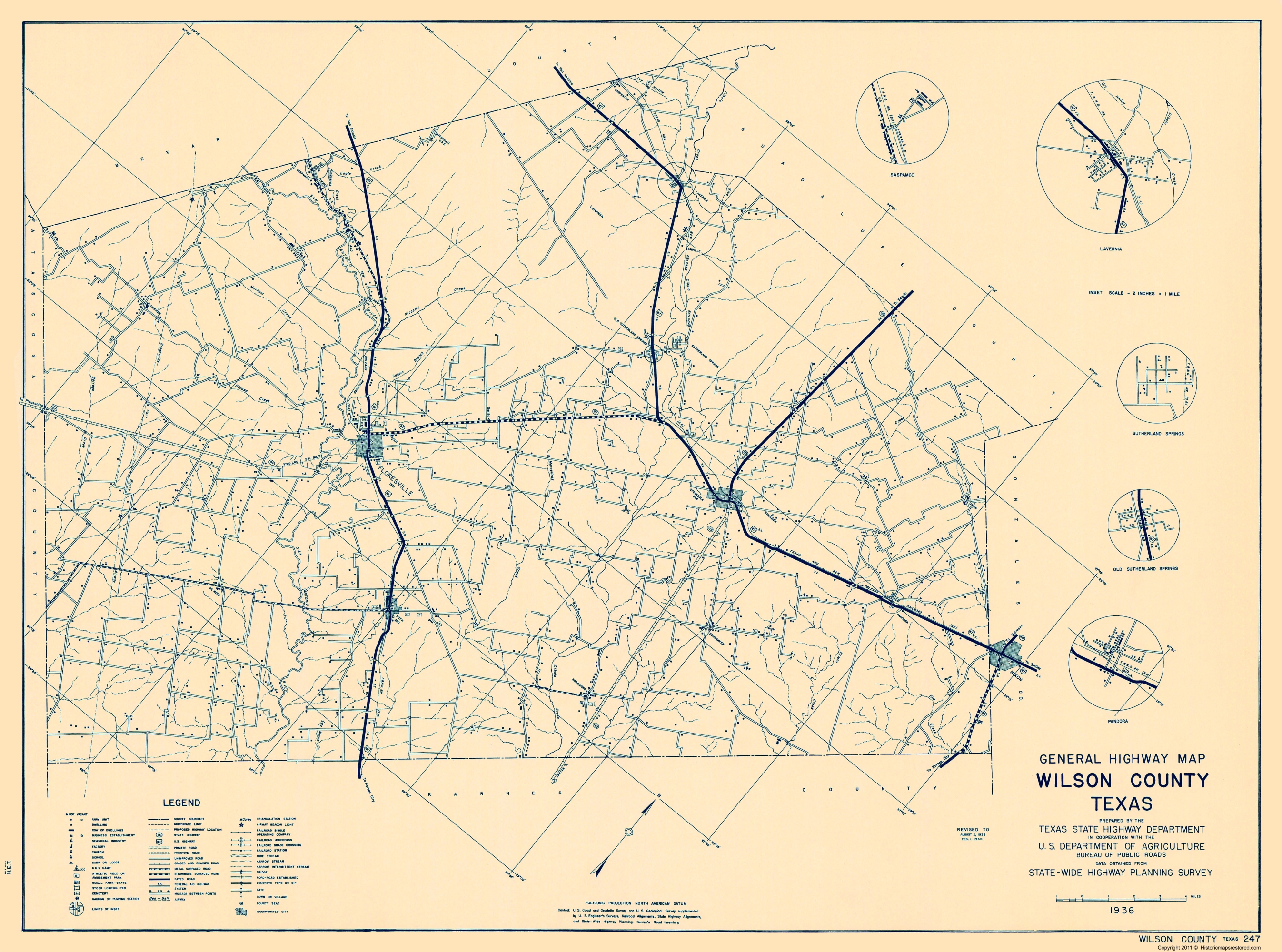 Wilson County Texas Highway Department 1936 23.00 x 30.97 Glossy